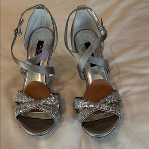 Nina Silver Strappy Heels